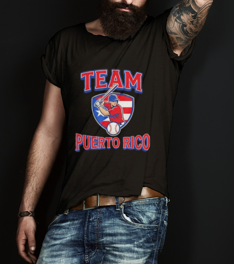 Team Puerto Rico Baseball Flag Player Patriotic USA T-Shirt