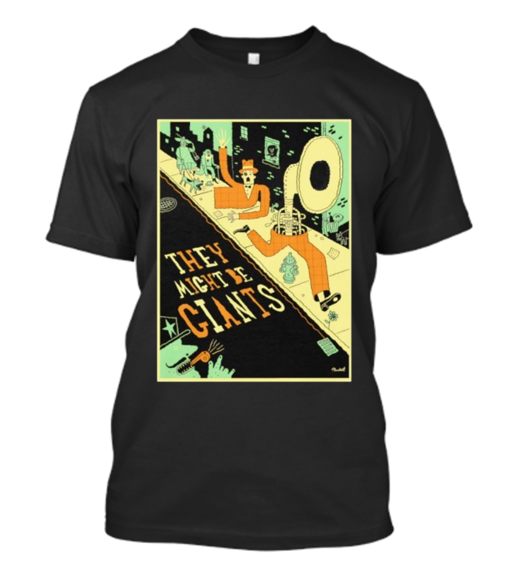 They Might Be Giants Comic Style Tuba Man Illustration T-Shirt