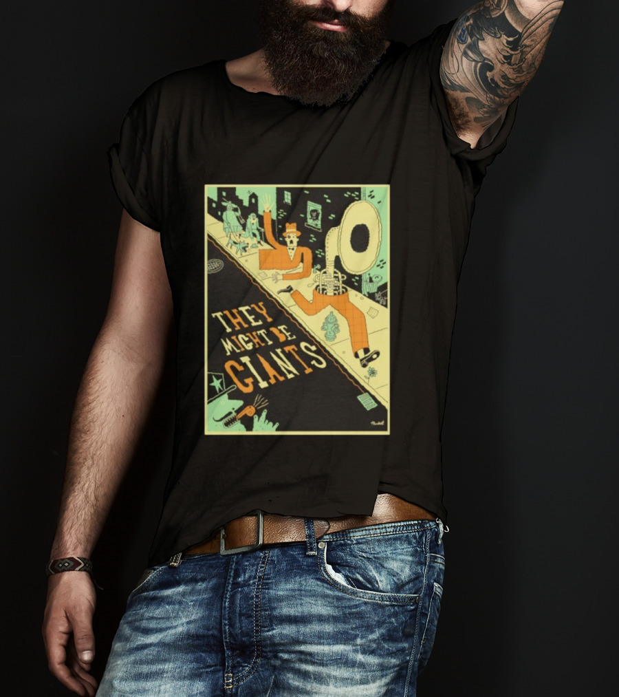 They Might Be Giants Comic Style Tuba Man Illustration T-Shirt