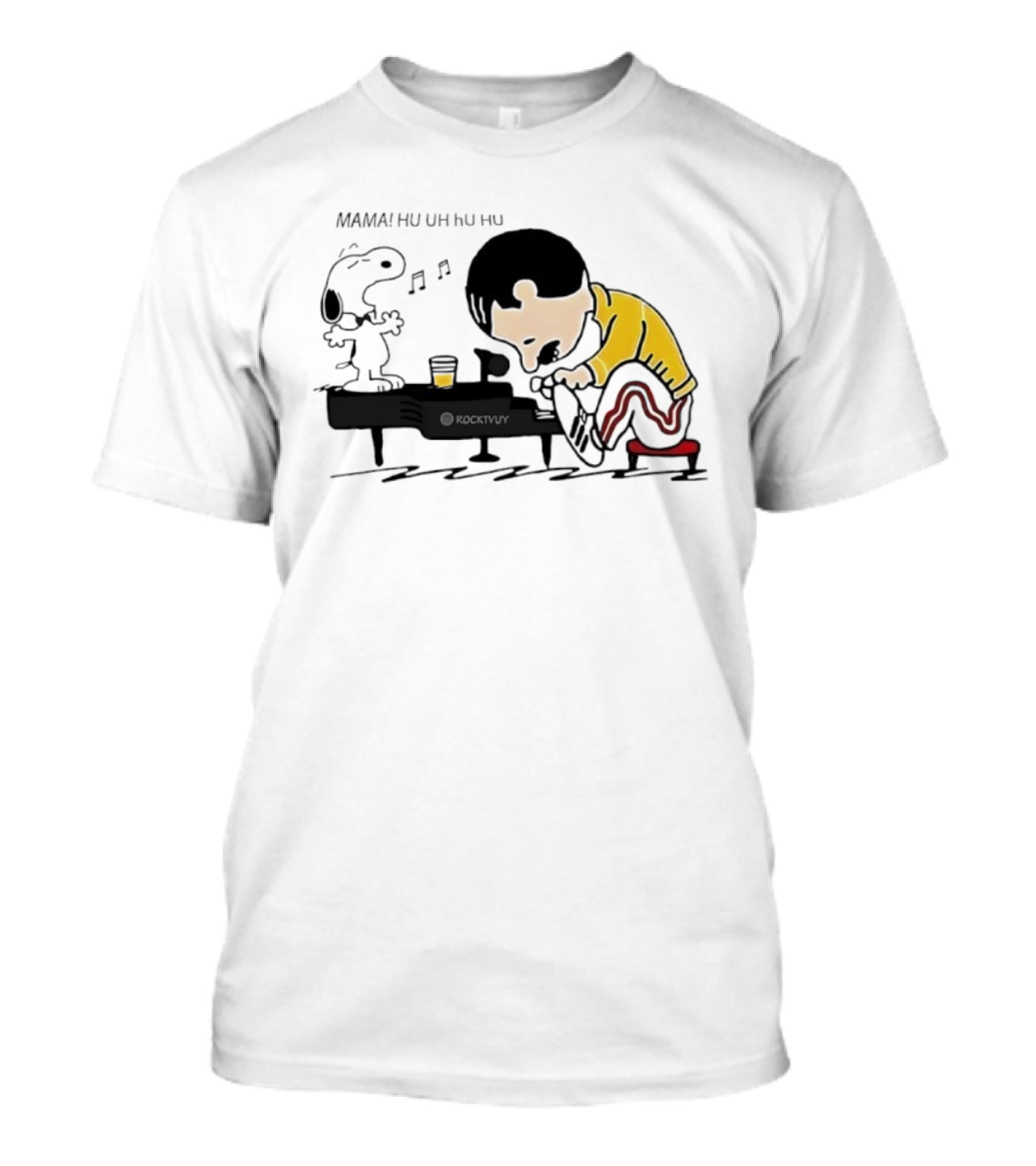 Snoopy Freddie Mercury Piano Performance Parody Peanuts Crossover T-Shirt