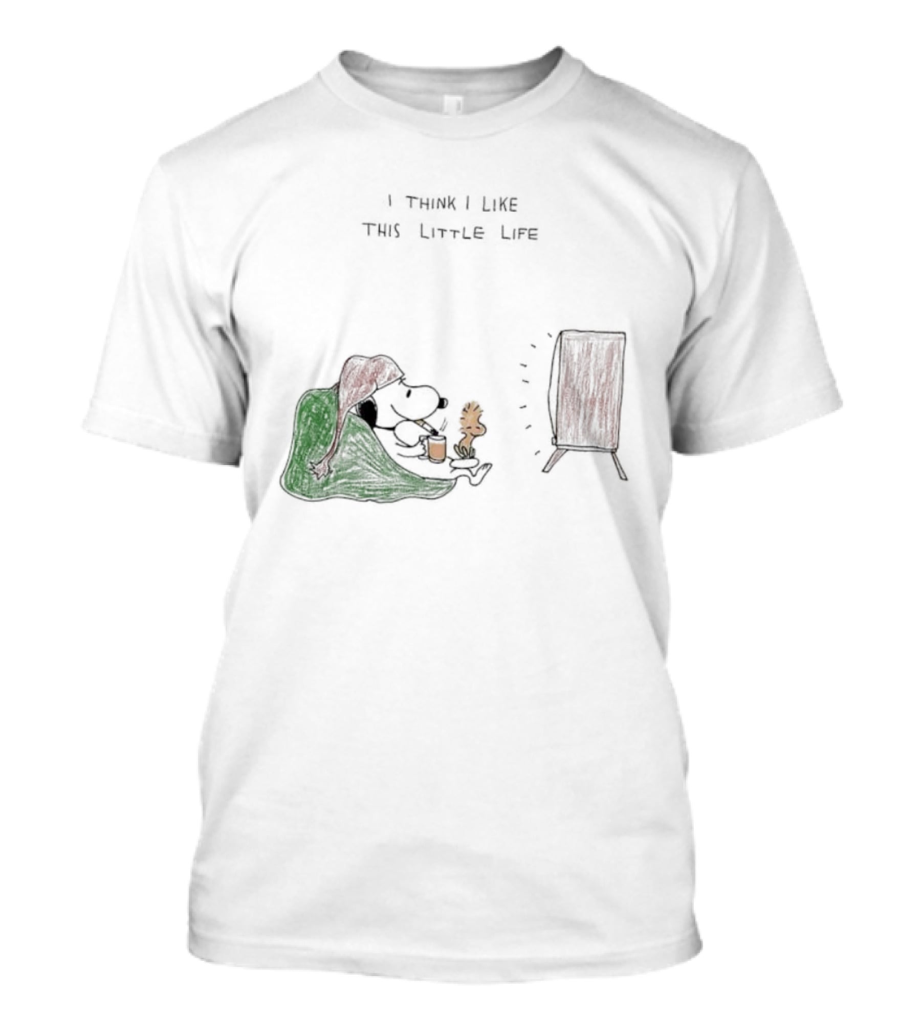 Snoopy Woodstock I Think I Like This Little Life Cozy Blanket TV Scene T-Shirt