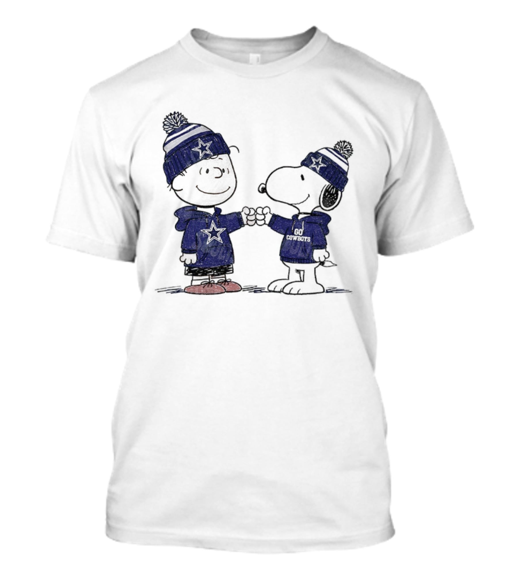 Snoopy Charlie Brown Go Cowboys Super Bowl Dallas Cowboys Fan Apparel T-Shirt