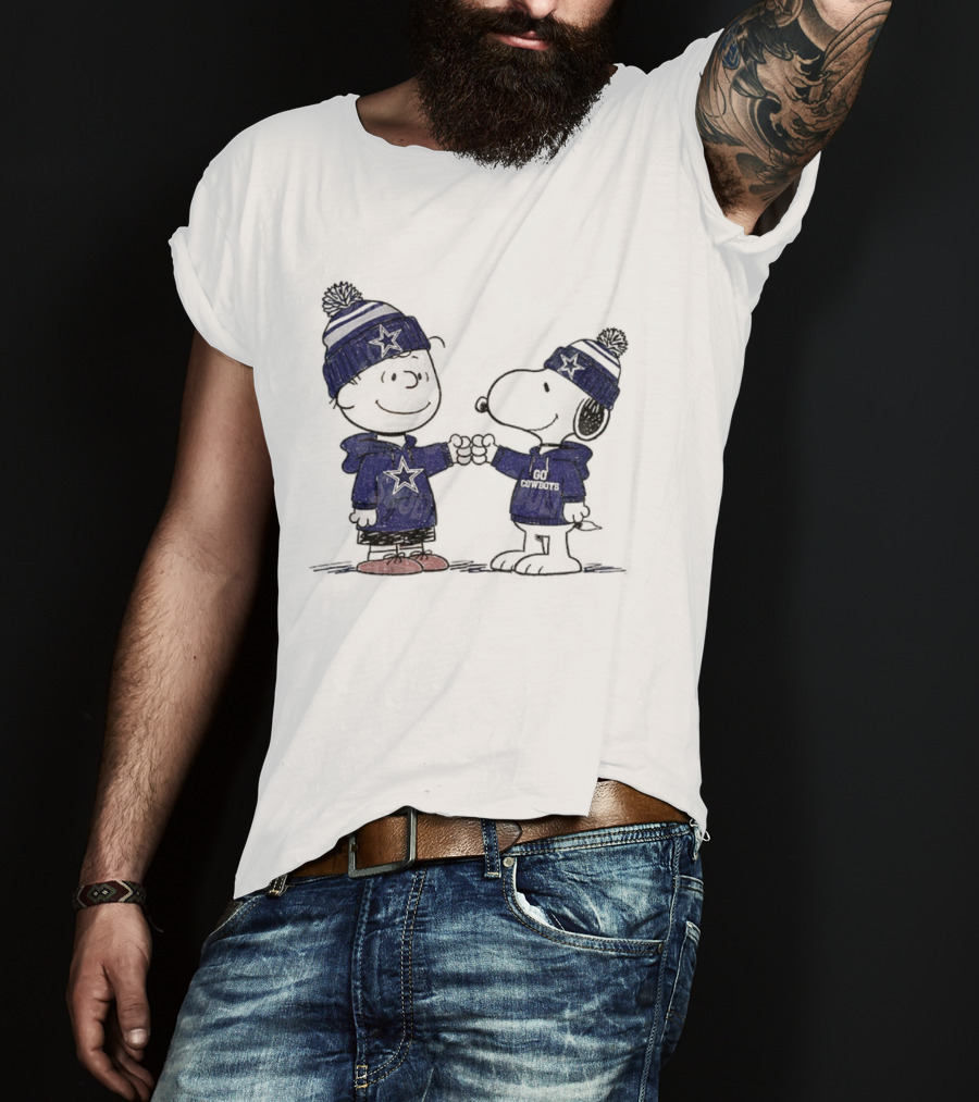 Snoopy Charlie Brown Go Cowboys Super Bowl Dallas Cowboys Fan Apparel T-Shirt