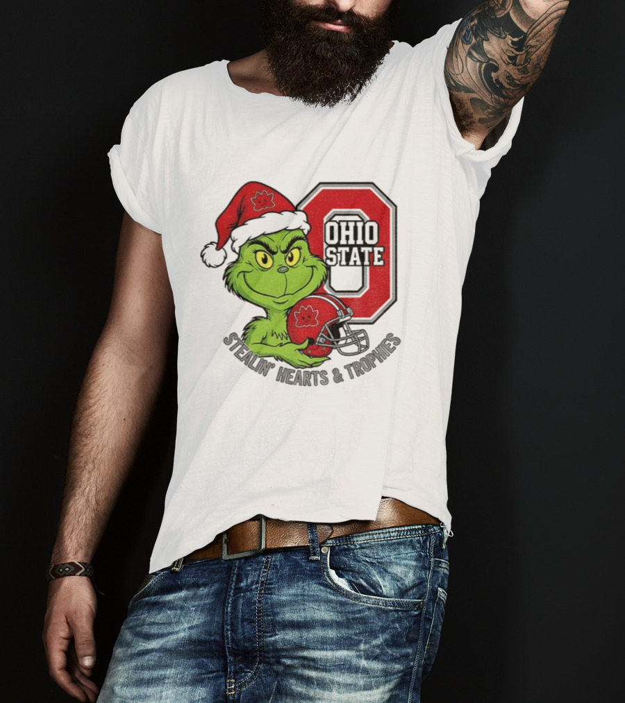 Ohio State Christmas Grinch Stealin’ Hearts Trophies T-Shirt