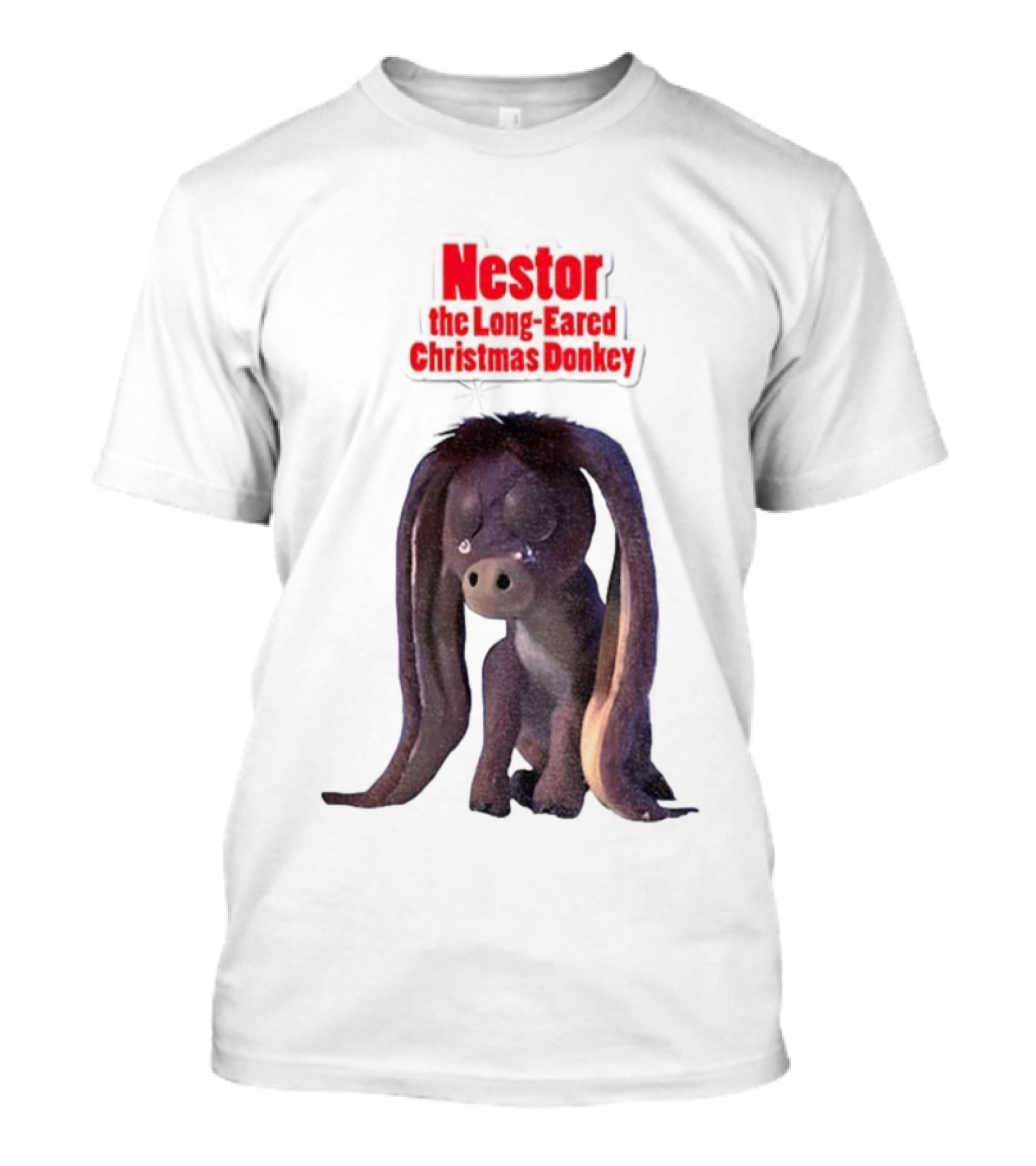 Nestor The Long Eared Christmas Donkey Character Illustration T-Shirt