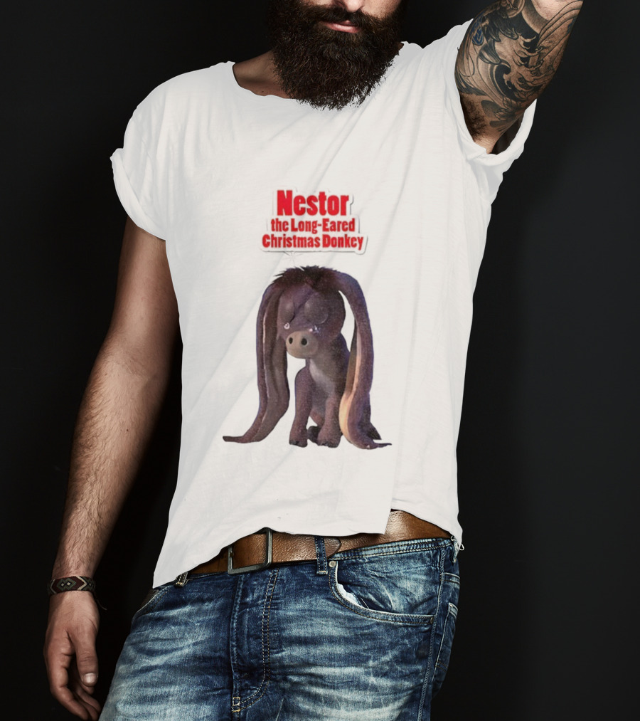 Nestor The Long Eared Christmas Donkey Character Illustration T-Shirt