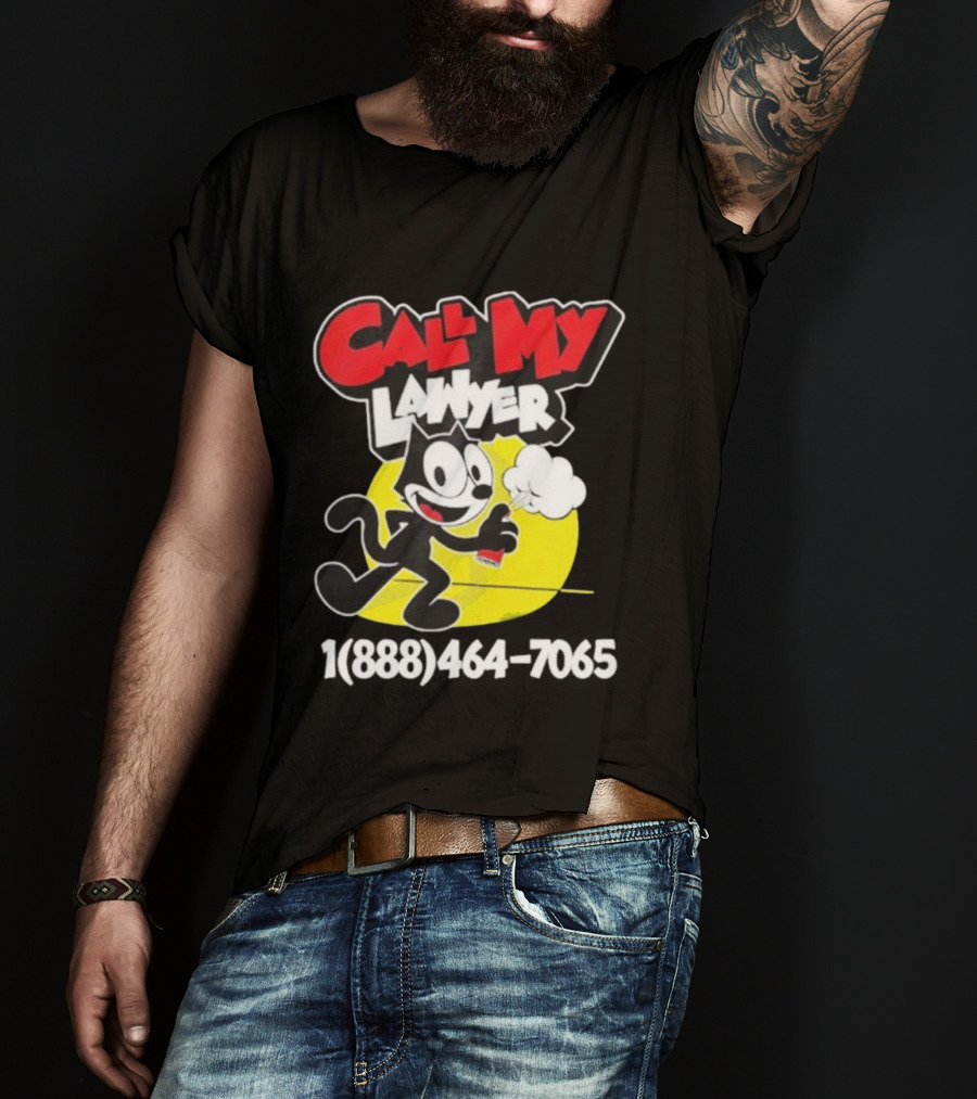 Call My Lawyer Felix The Cat Spray Paint Retro Style T-Shirt