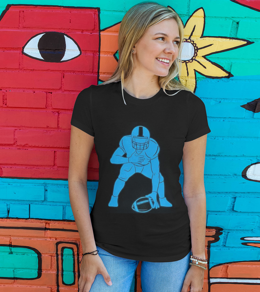 Matthew Stafford Football Neon Glow Blue T-Shirt