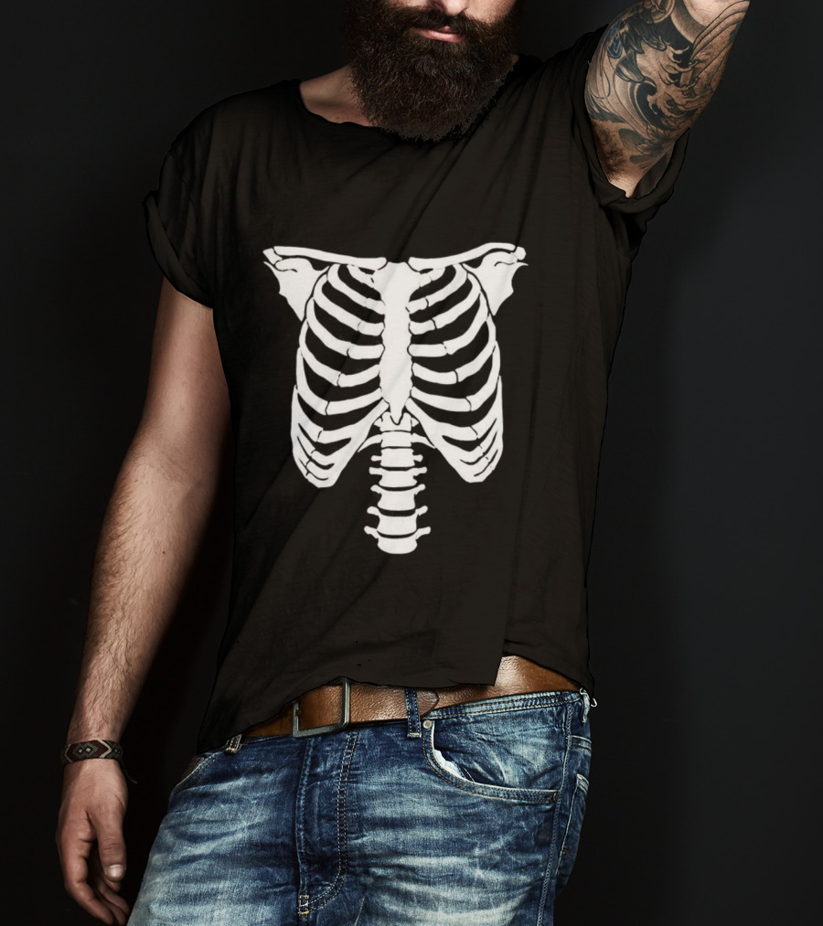 Rib Cage X-Ray Skeleton Anatomy Halloween Costume Print T-Shirt