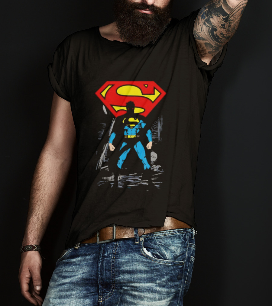 Superman Emblem Dark Alley Scene Heroic Mystery T-Shirt