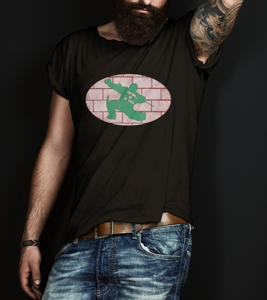 The Wall Of St. Paul Ice Hockey Figure On Brick Background T-Shirt