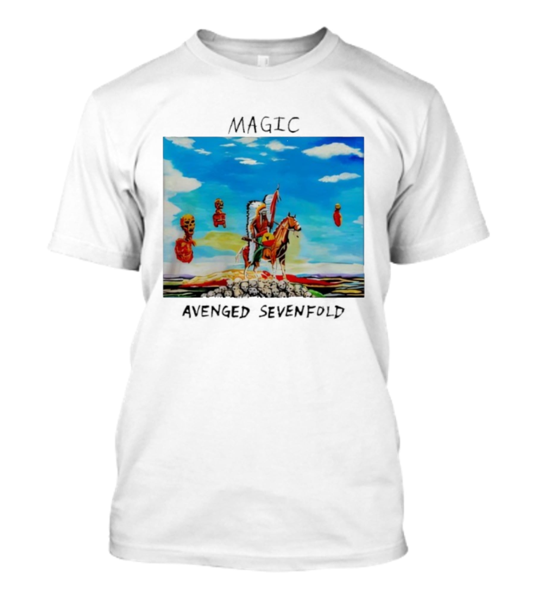 Avenged Sevenfold Magic Single Cover Warrior On Horseback With Skulls And Sky T-Shirt