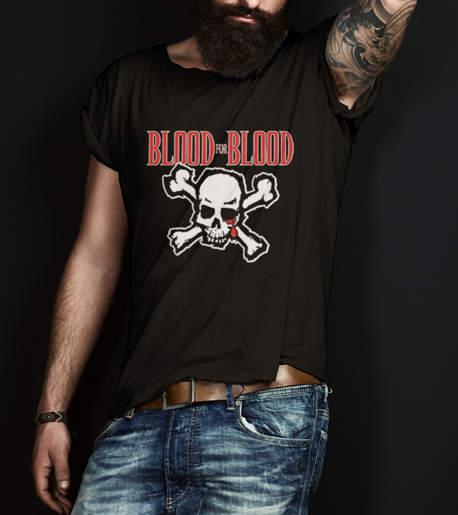 Blood For Blood Skull And Crossbones With Red Accent T-Shirt
