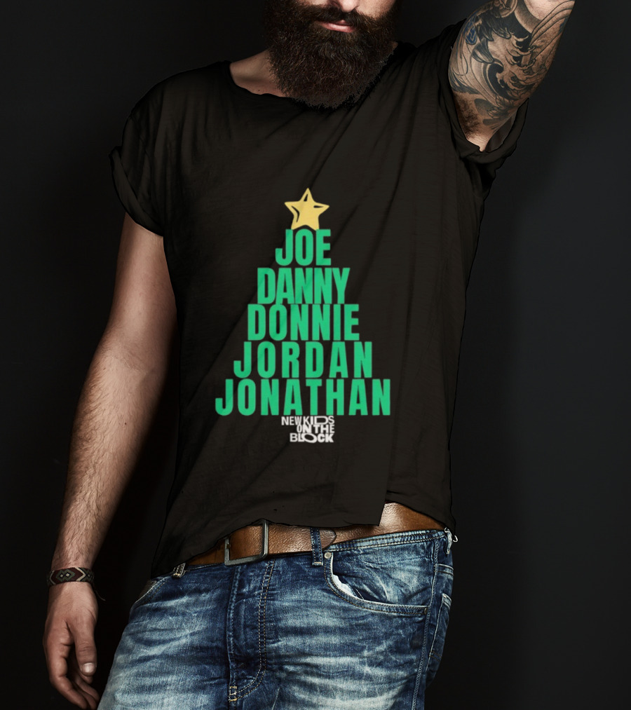 Joe Danny Donnie Jordan Jonathan Christmas Tree New Kids On The Block T-Shirt
