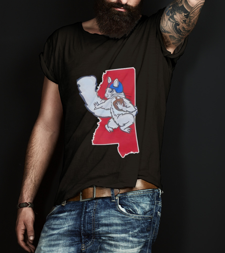 Ole Squirrel Football Play Strategy Mississippi Map T-Shirt