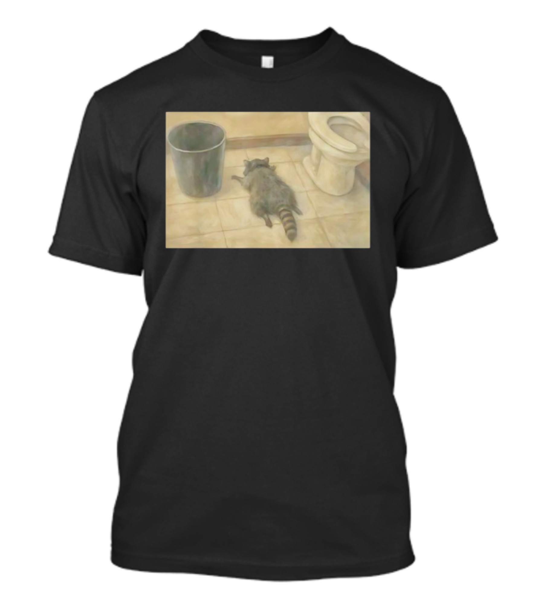 Raccoon Sleeping On Bathroom Floor Meme T-Shirt