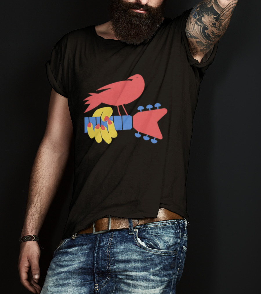 Woodstock Bird Holding Guitar Iconic Symbol T-Shirt