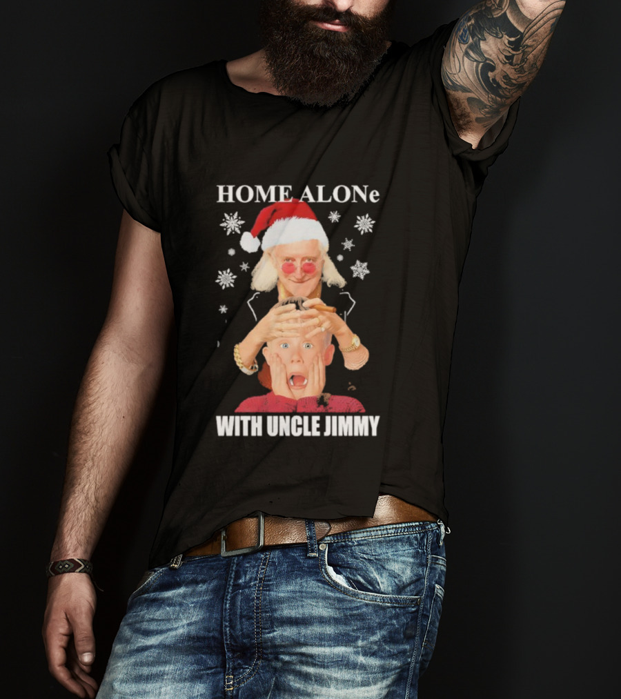 HOME ALONe Merry Christmas With Uncle Jimmy Santa Hat T-Shirt