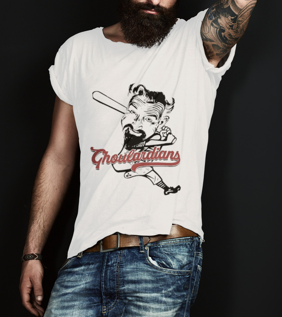 Cleveland Ghoulardians Vintage Monster Baseball Bat Illustration T-Shirt