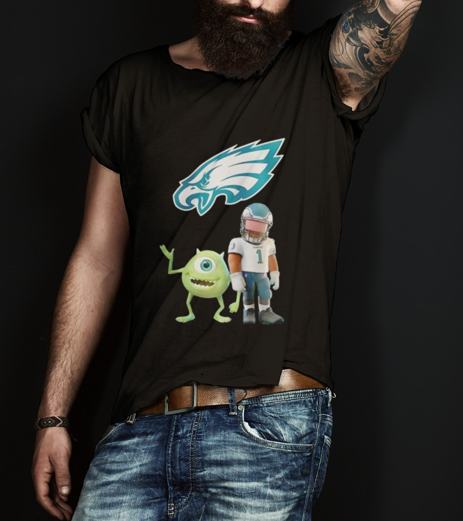 Philadelphia Eagles NFL Mike Wazowski Collaboration Football Fan Gear T-Shirt