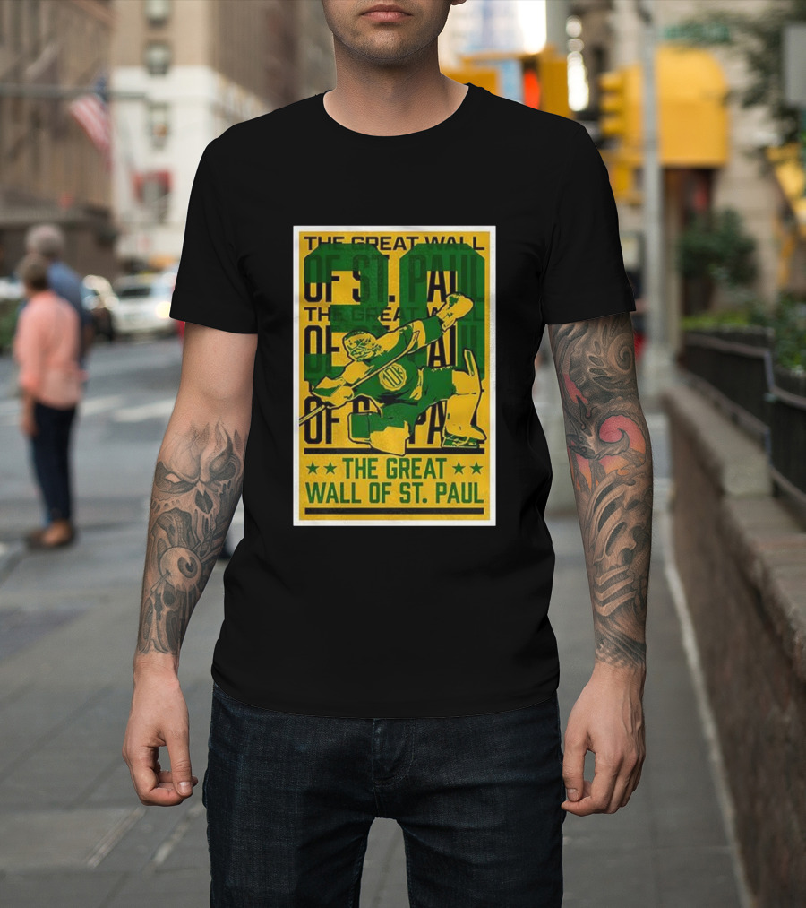 The Great Wall Of St. Paul Minnesota Wild Jesper Wallstedt Pose T-Shirt