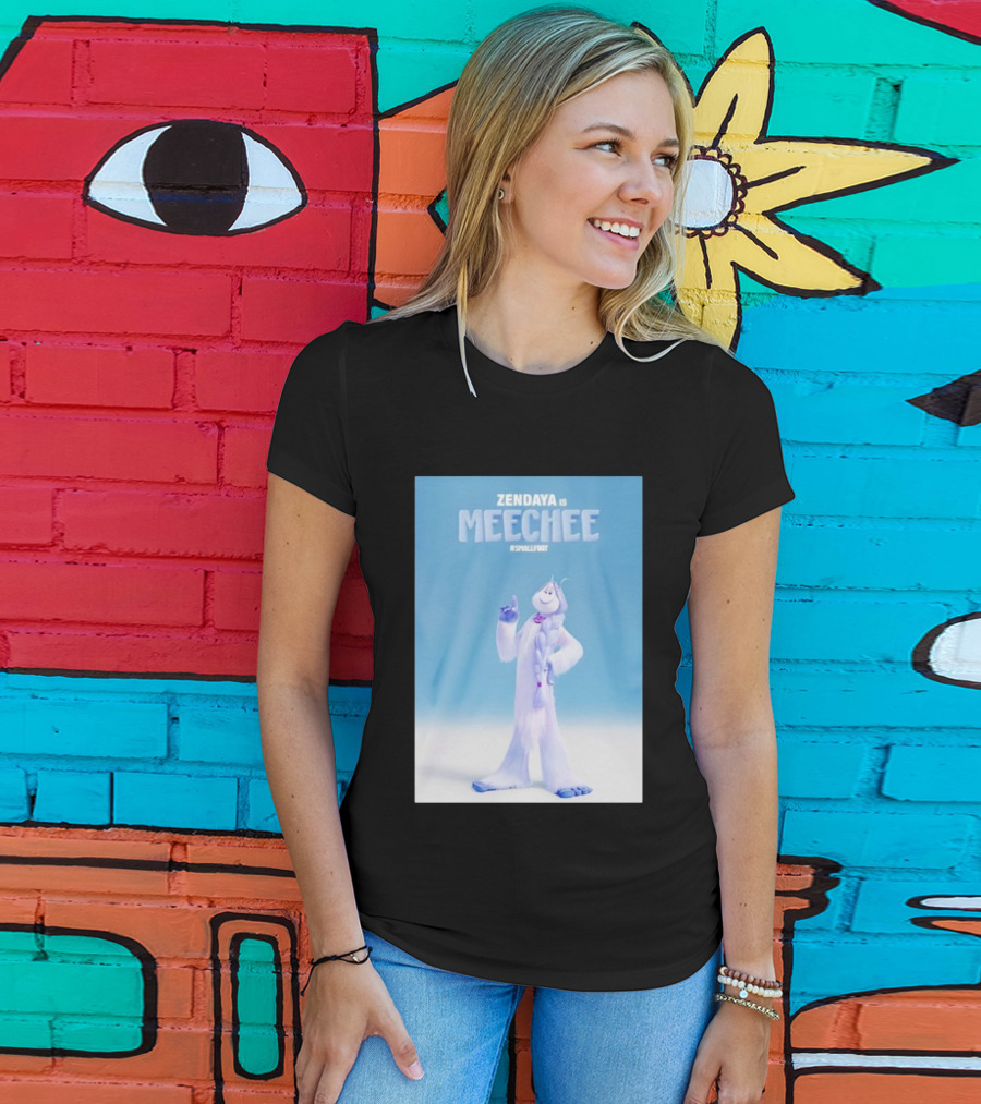 Zendaya Is Meechee Smallfoot Movie Character Blue Background T-Shirt