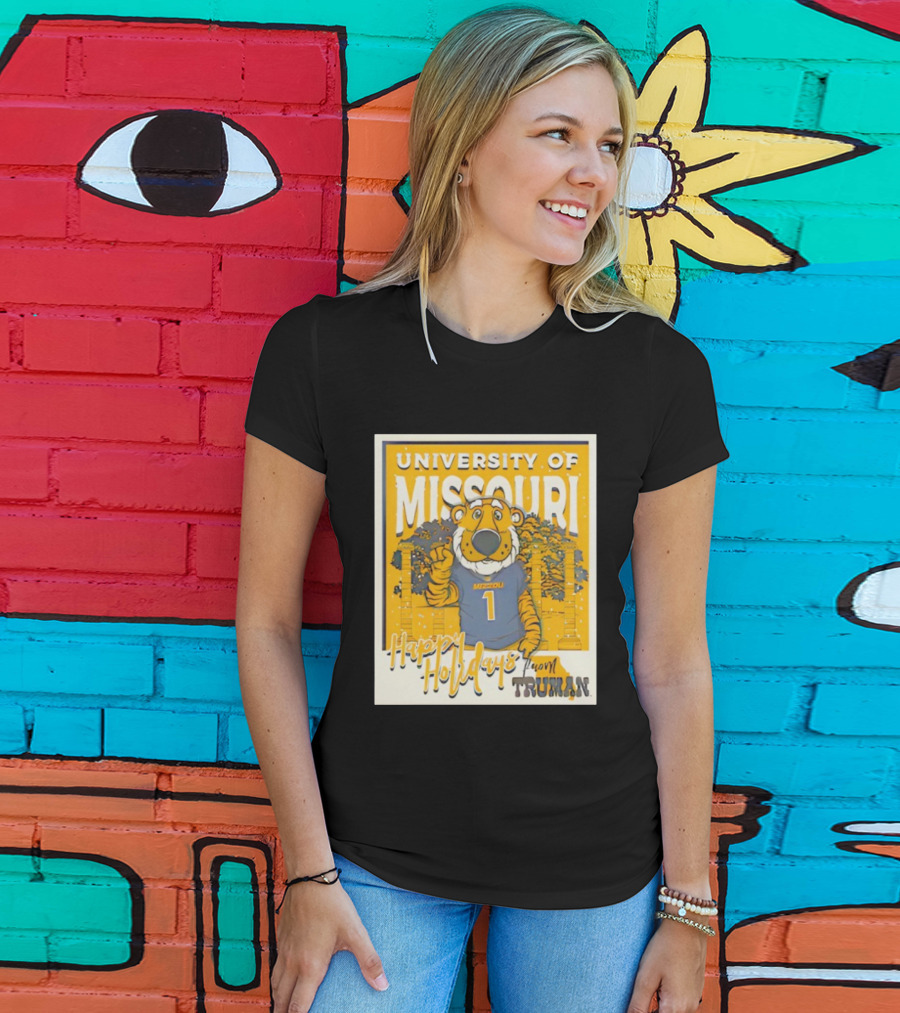 University Of Missouri Truman Happy Holidays Polaroid T-Shirt