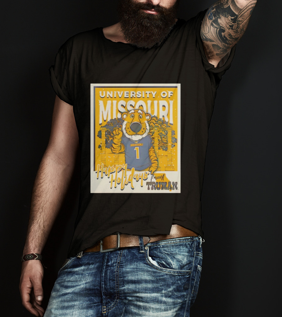 University Of Missouri Truman Happy Holidays Polaroid T-Shirt