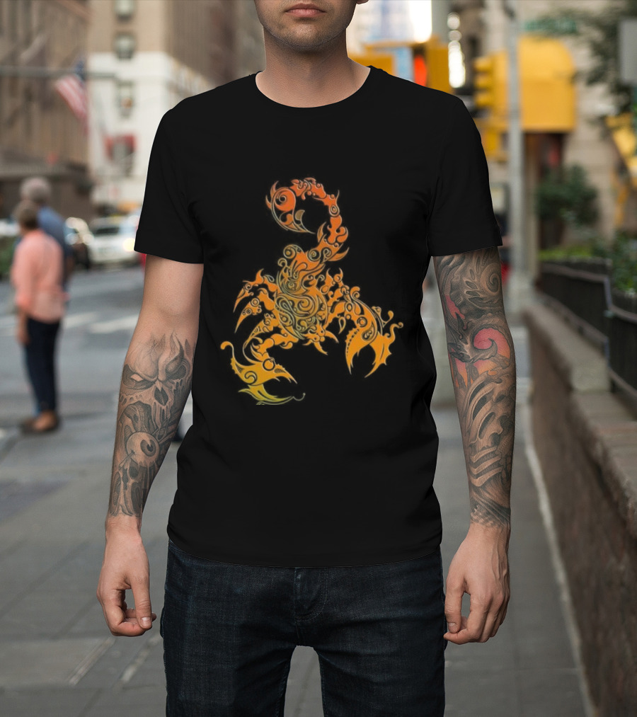 Scorpion Fiery Spirit Swirl Motif T-Shirt