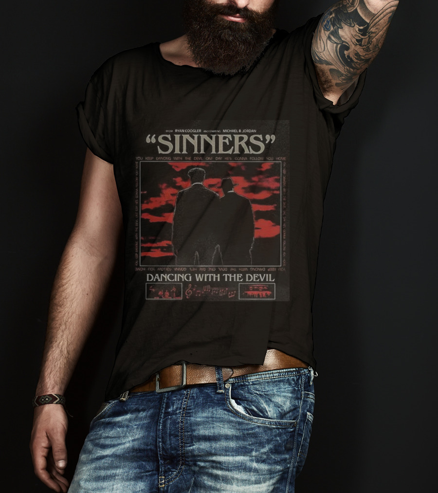 Sinners Movie Dancing With The Devil Ryan Coogler Michael B Jordan Vintage T-Shirt