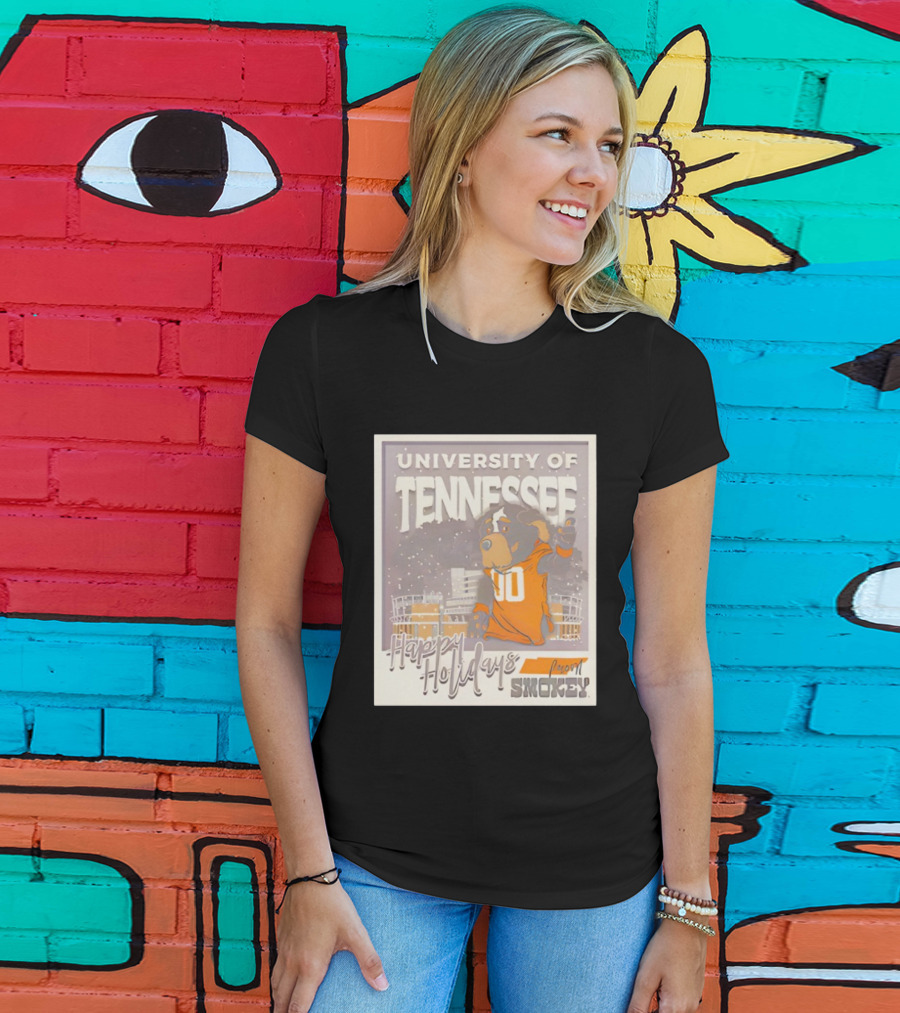 University Of Tennessee Happy Holidays From Smokey Stadium Scene T-Shirt