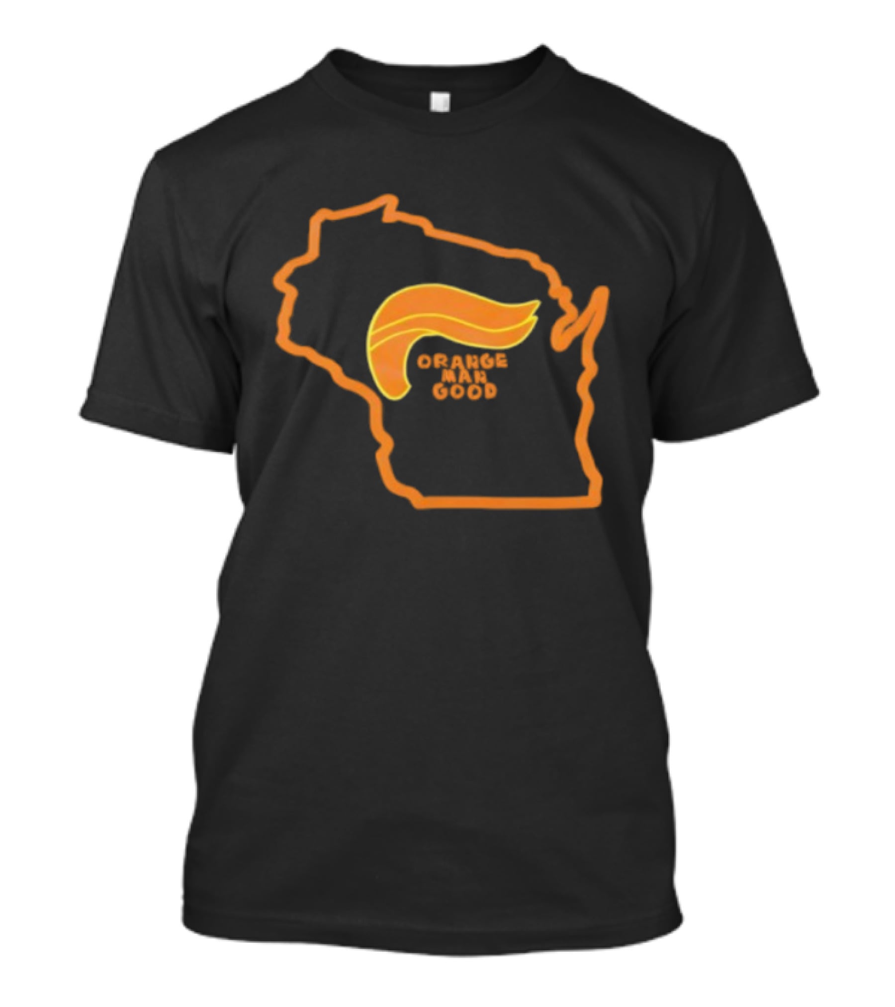 Trump 2025 Wisconsin Orange Man Good Map Outline Hair Icon T-Shirt