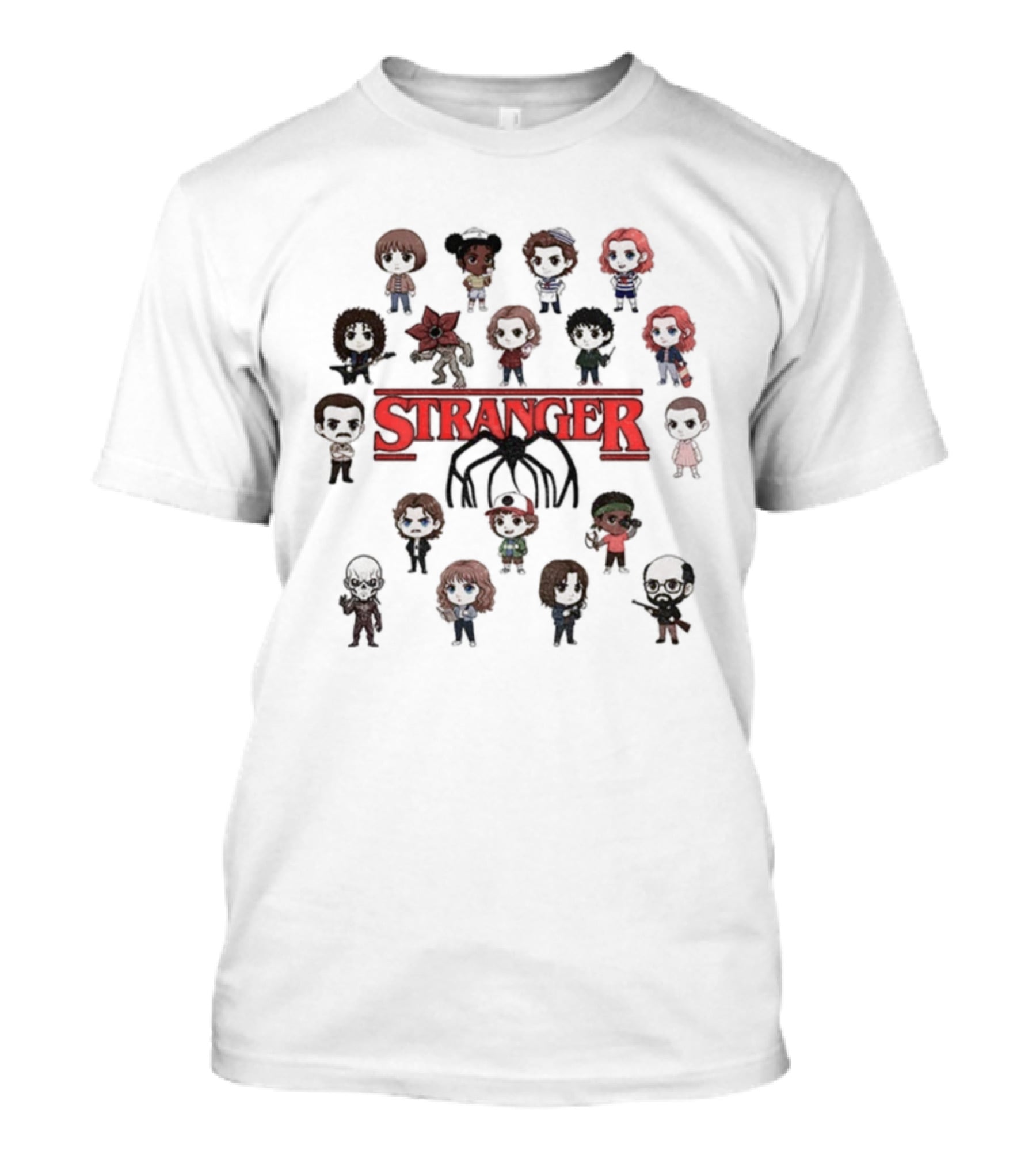 Cute Stranger Things Characters Eleven Demogorgon Dustin Mike Lucas Will Max Joyce Jim Hopper T-Shirt