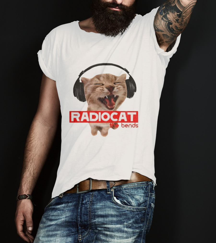 Radiocat The Bends Headphones Cat Graphic T-Shirt