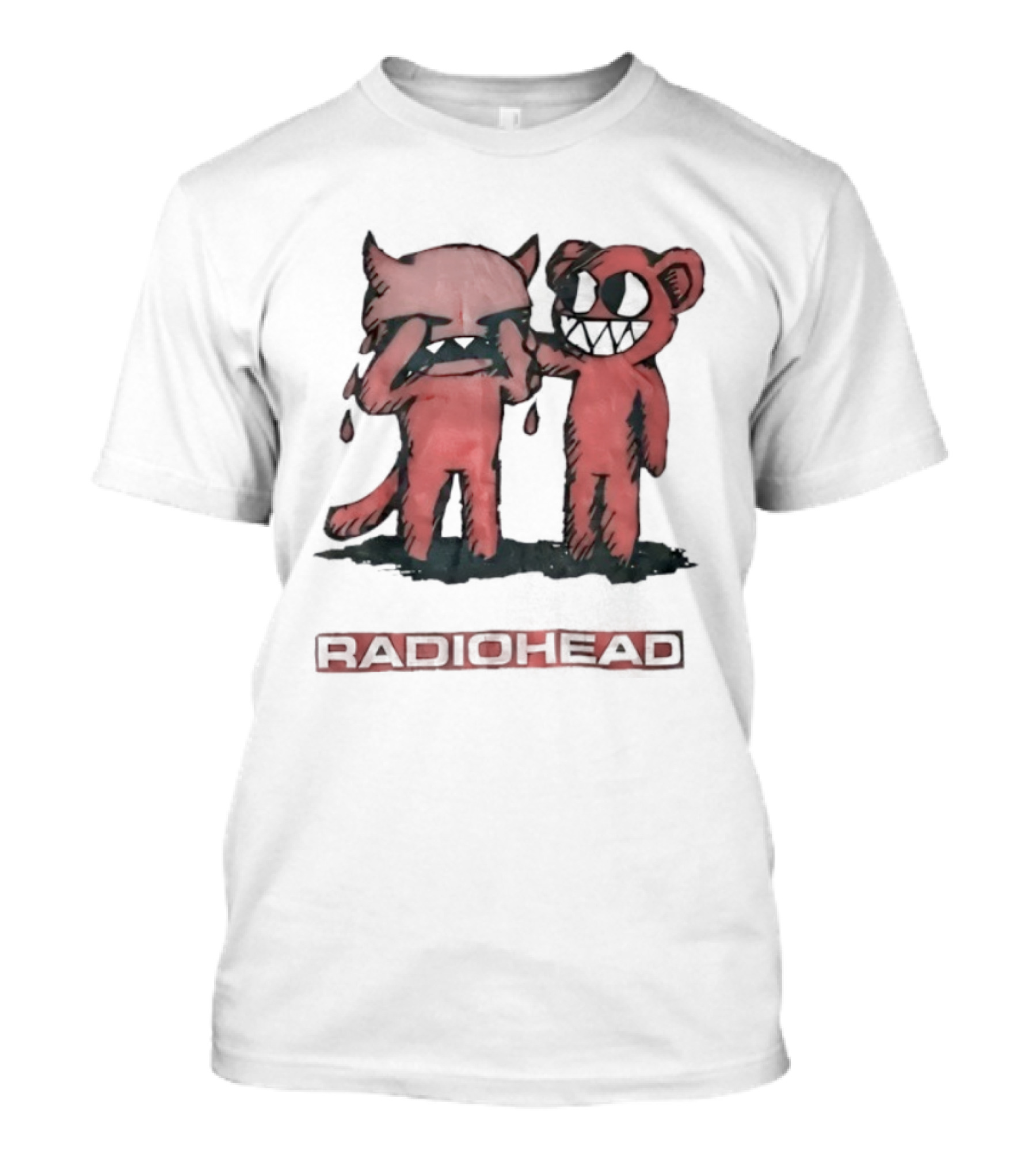 Radiohead Retro 90s Rock Concert Crying Bear Demon Art T-Shirt