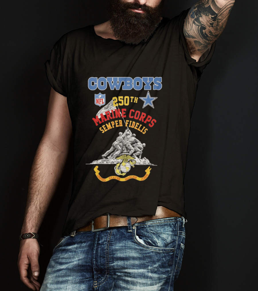 Cowboys NFL Marine Corps 250th Semper Fidelis United States T-Shirt
