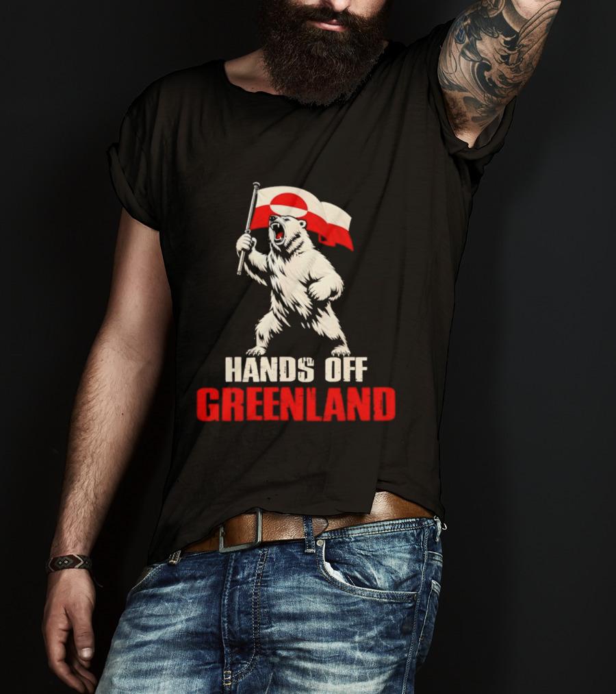Hands Off Greenland Flag Bear Support Greenland T-Shirt