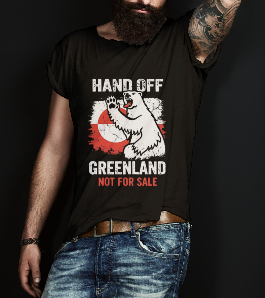 Hand Off Greenland Not For Sale Polar Bear Flag T-Shirt