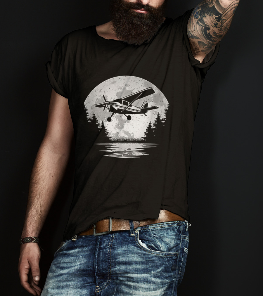 Pilot Airplane Aviator Aviation Vintage Seaplane Reflections T-Shirt