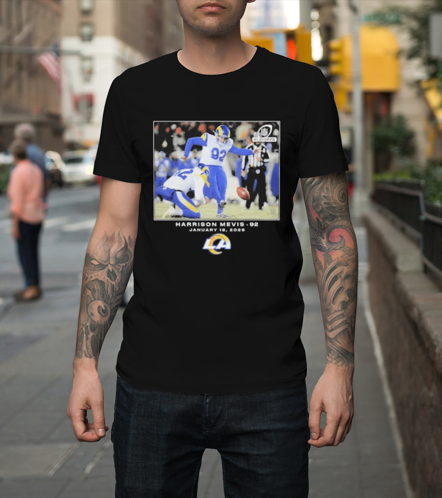 Harrison Mevis Los Angeles Rams NFL Playoffs Kick 92 T-Shirt