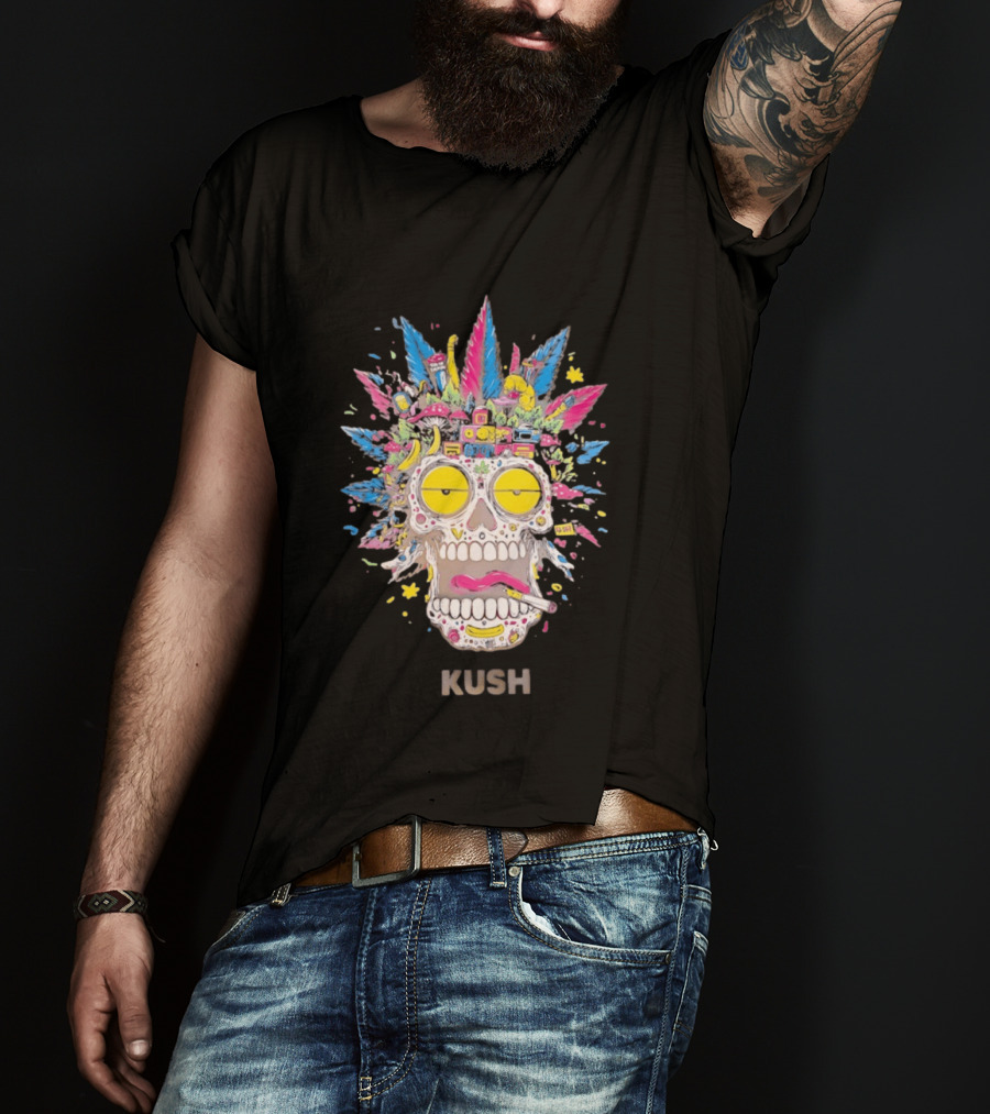 Psychedelic Kush Skull Vibrant Cannabis T-Shirt