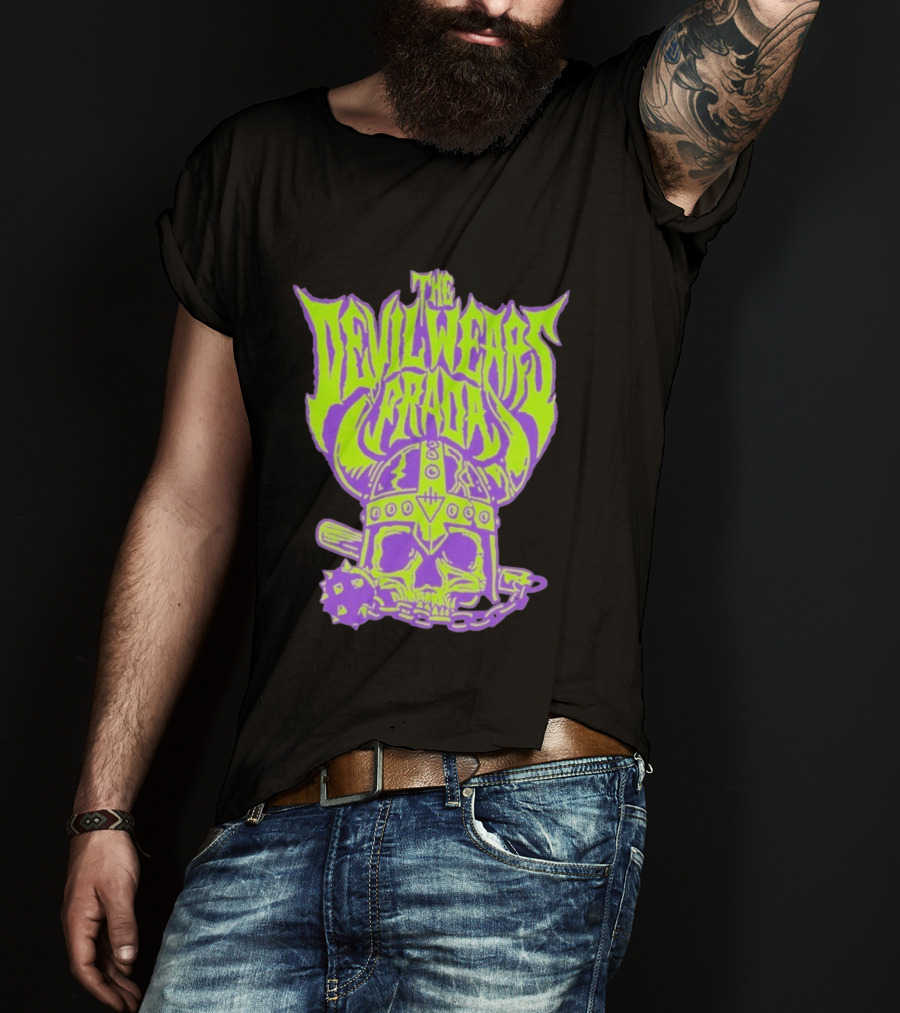 The Devil Wears Prada Viking Skull With Mace And Chain T-Shirt