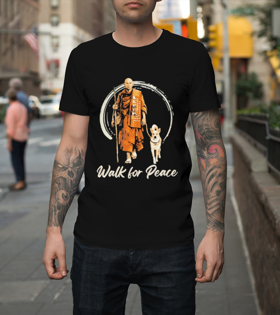 Walk For Peace Aloka With Monk And Dog T-Shirt