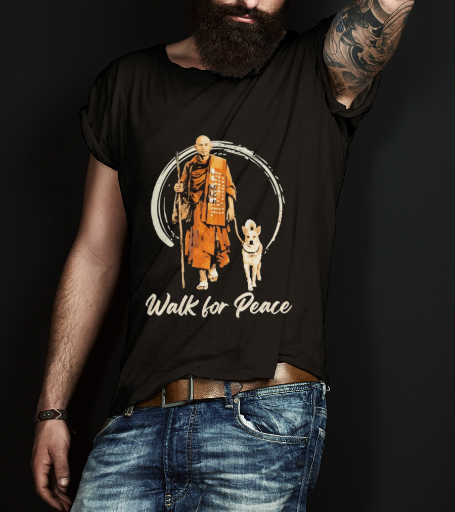 Walk For Peace Aloka With Monk And Dog T-Shirt