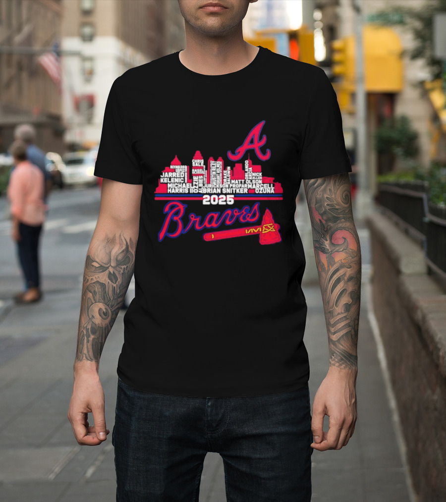 Atlanta Braves Players City Skyline 2025 T-Shirt