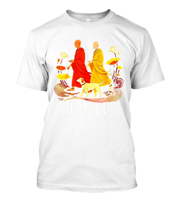 Walk For Peace Monks And Aloka Dog Lotus Path T-Shirt