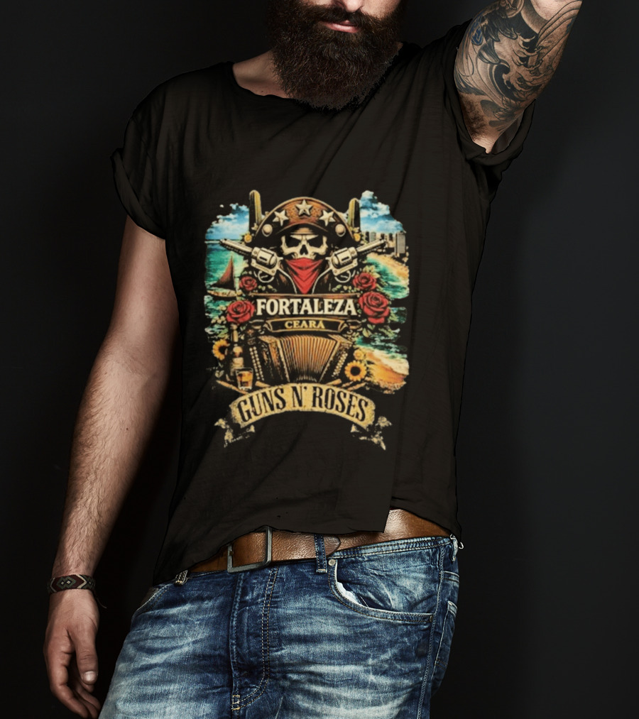 Fortaleza Ceará 2026 Guns N' Roses Skull And Guns Beach Scene T-Shirt