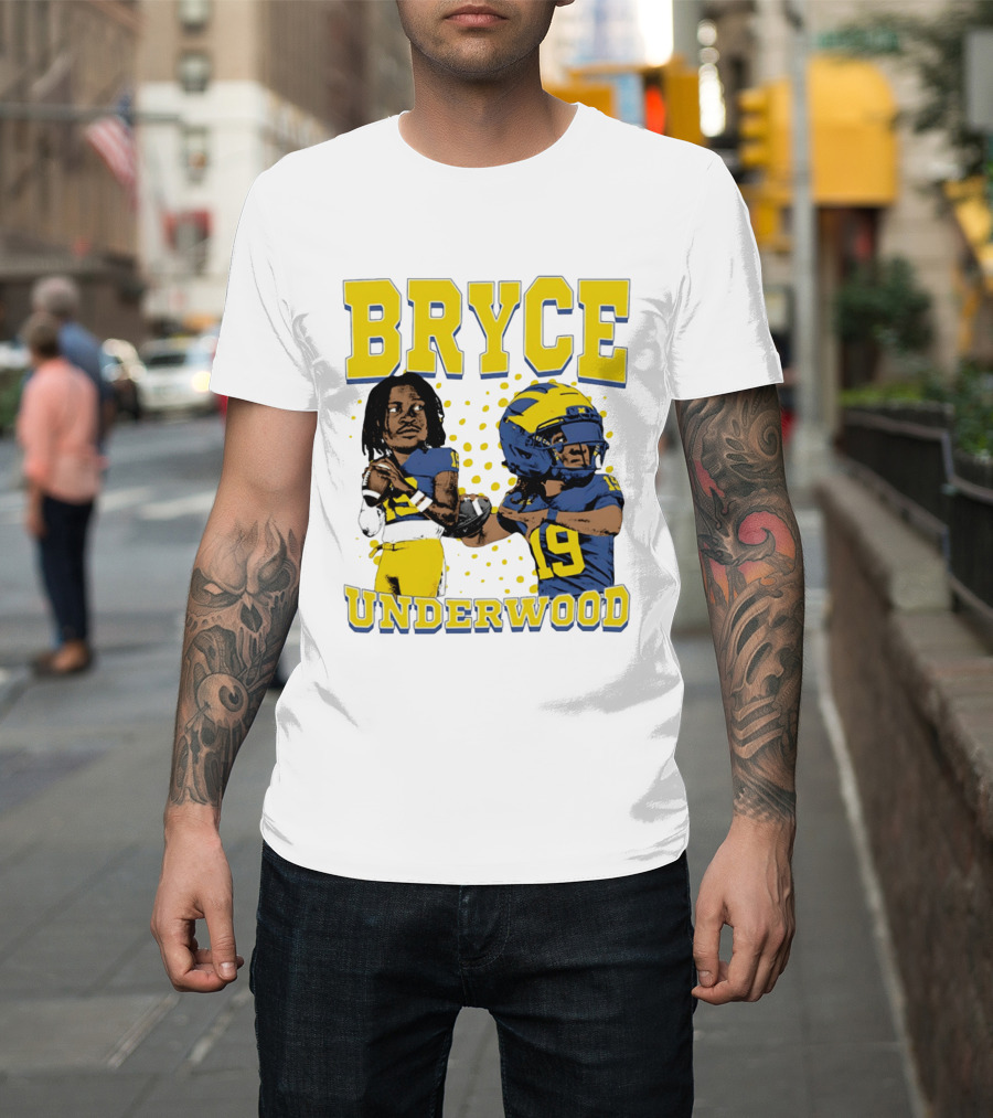 Bryce Underwood Michigan Blue And Yellow Football Caricature 19 T-Shirt
