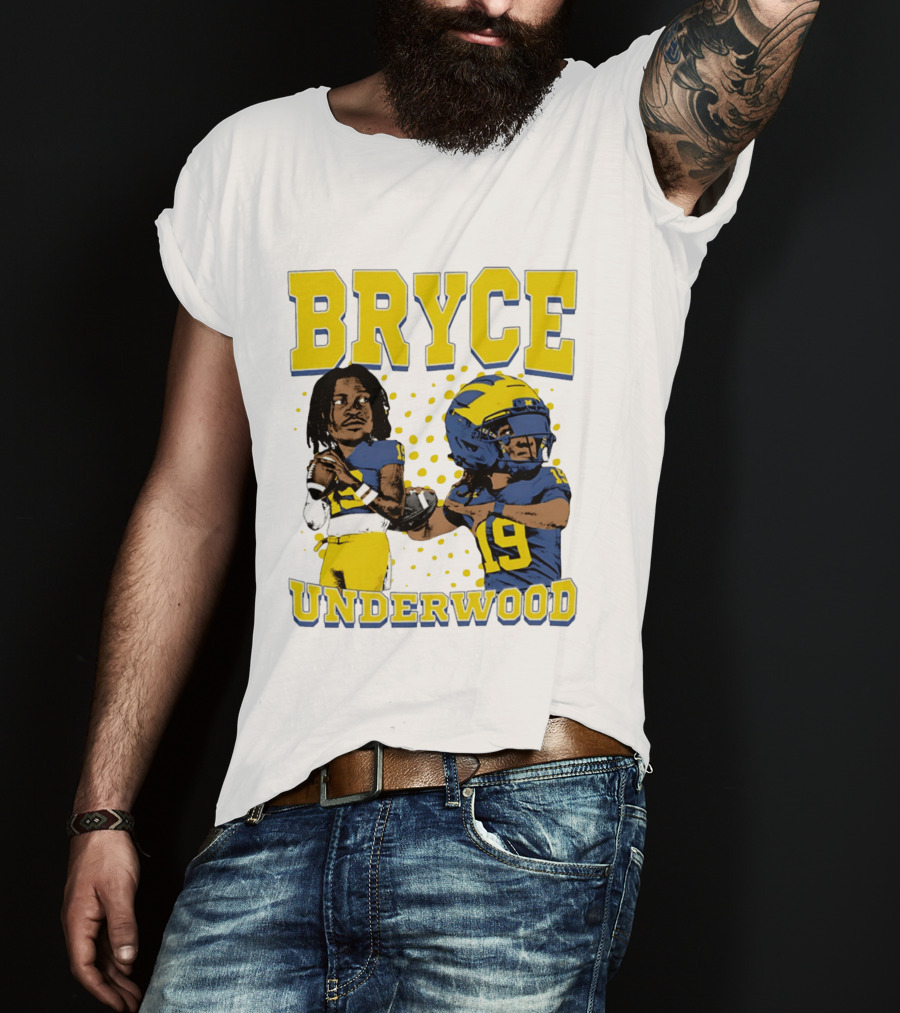 Bryce Underwood Michigan Blue And Yellow Football Caricature 19 T-Shirt