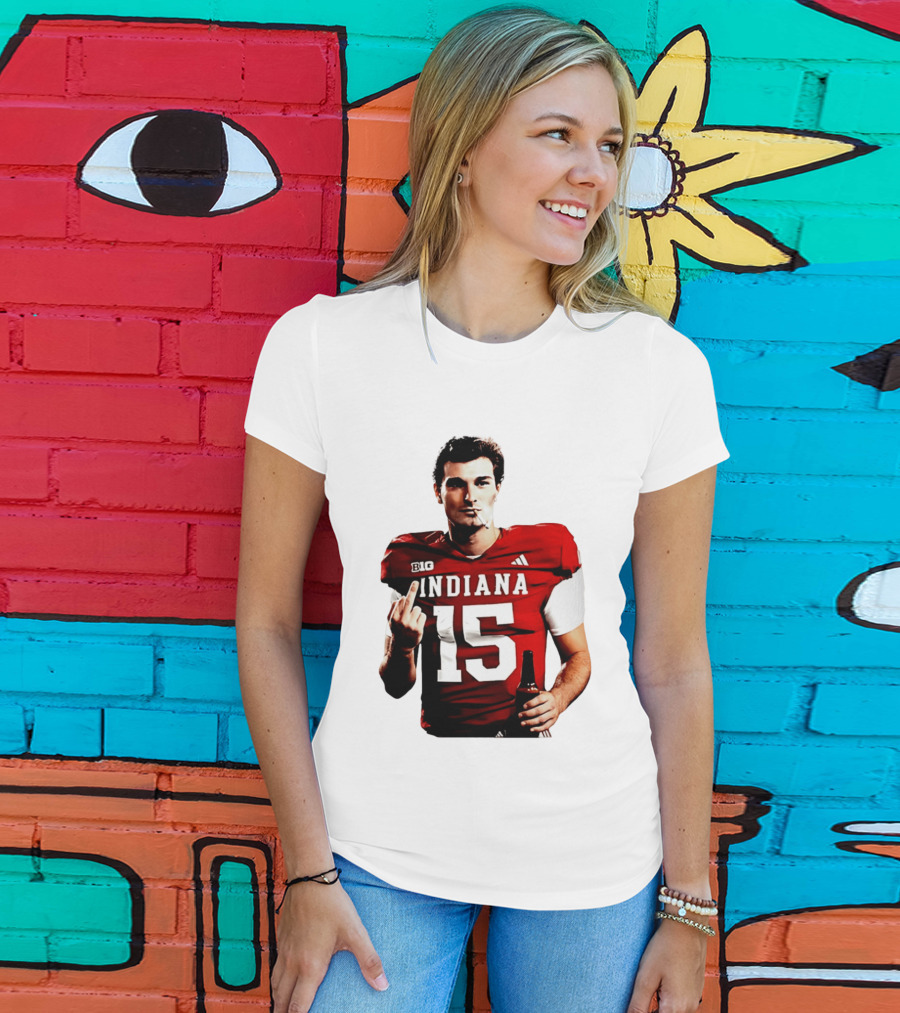 Indiana Hoosiers 15 Middle Finger Smoking Football Player T-Shirt